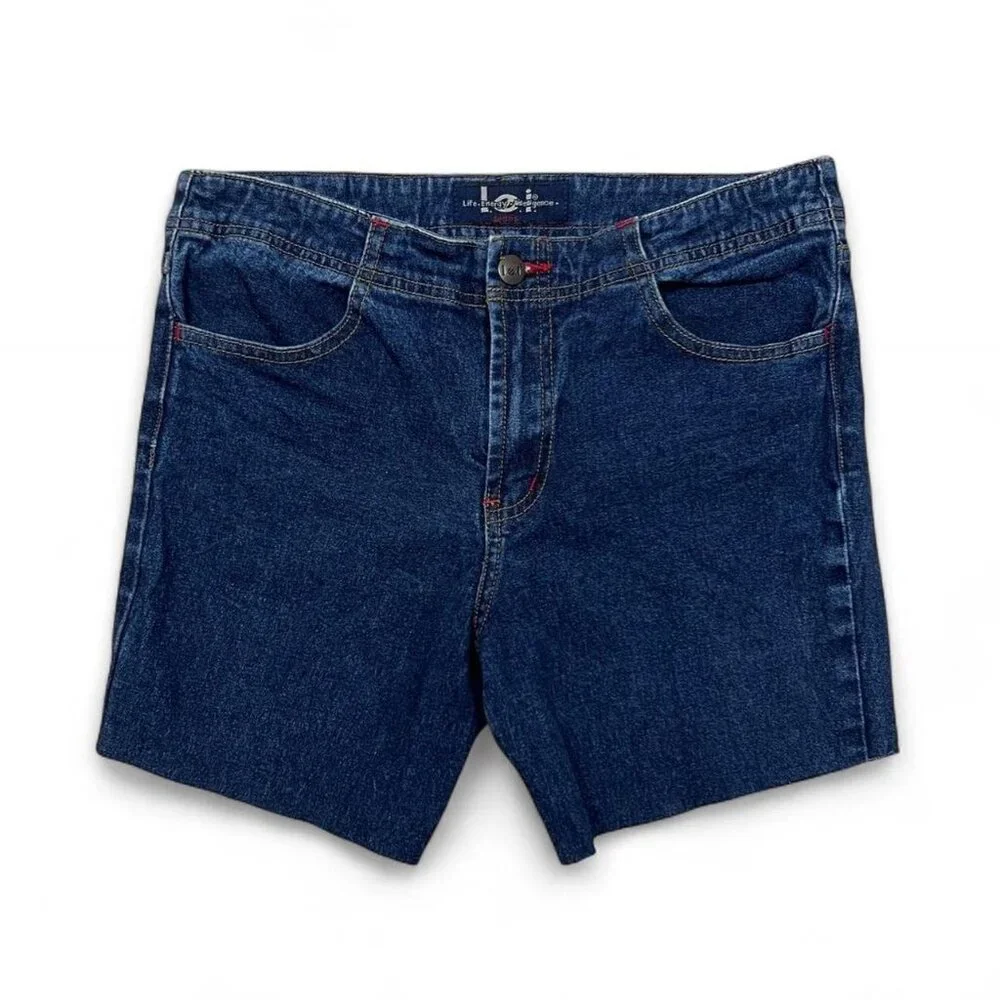 Vintage‎ L.E.I. Y2K Denim Shorts Jorts 7 Dark Wash Long Shorts